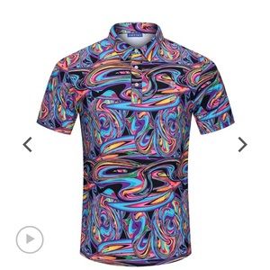 Mens casual, athletic and golf wear. Polo shirt style, abstract disco pattern.